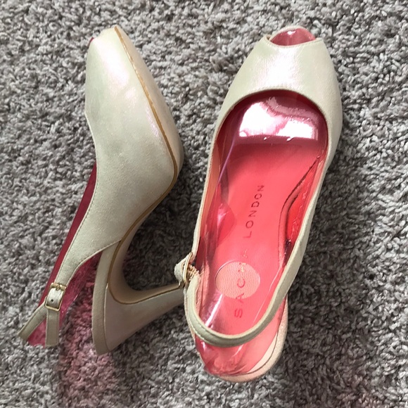 Sacha London peep toe sandals shimmery nude color - Picture 4 of 7